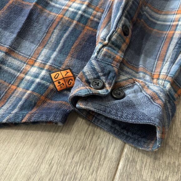 Off The Grid Destroyer Flannel Shirt Mens XXL Blue Plaid Button Up - Picture 4 of 12